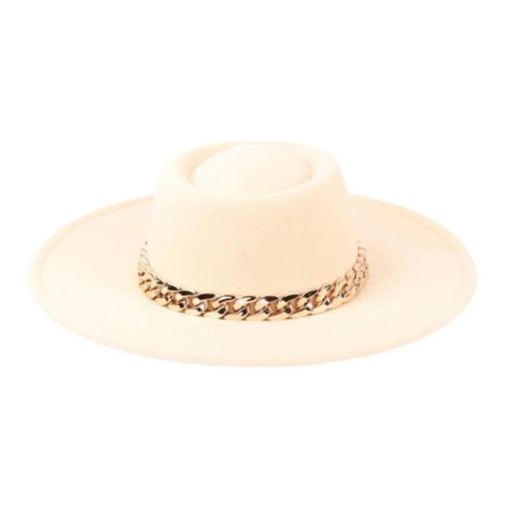 Chain Detailed Fall Winter Hat - ivory ( more colors available )